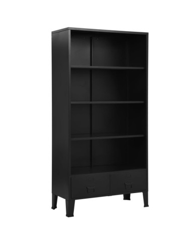 Bibliothèque industrielle Noir 90x40x180 cm Acier | Mobilier & Déco