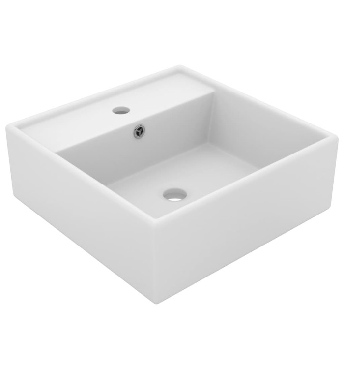Lavabo carré de luxe à trop-plein Blanc mat 41x41 cm Céramique | Mobilier & Déco