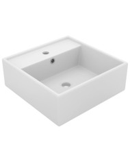 Lavabo carré de luxe à trop-plein Blanc mat 41x41 cm Céramique | Mobilier & Déco
