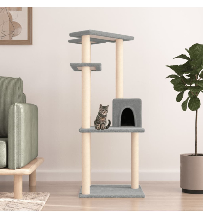 Arbre à chat avec griffoirs en sisal gris clair 123 cm | Mobilier & Déco