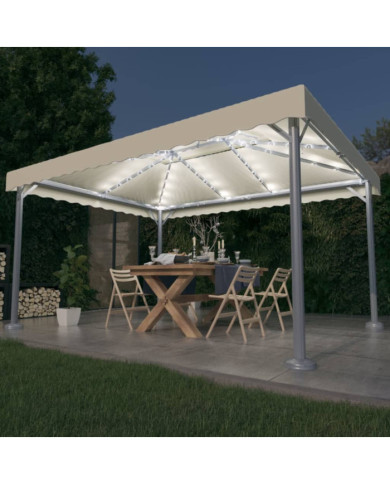 Tonnelle avec guirlande lumineuse à LED 4x3 m Crème Aluminium | Mobilier & Déco