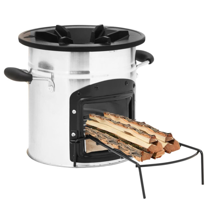 Poêle à bois de camping Argenté 45,5x33x25,5cm Acier inoxydable | Mobilier & Déco