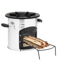 Poêle à bois de camping Argenté 45,5x33x25,5cm Acier inoxydable | Mobilier & Déco