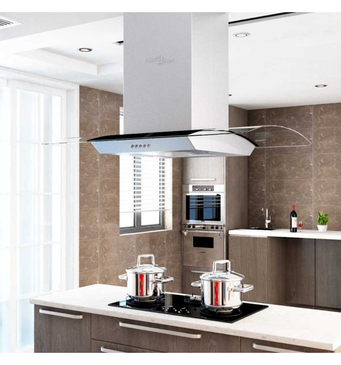 Hotte îlot 90 cm Acier inoxydable 756 m³/h LED | Mobilier & Déco