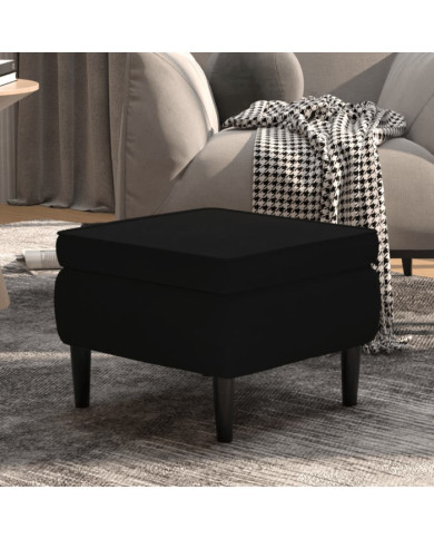 Tabouret avec pieds en bois Noir Velours | Mobilier & Déco