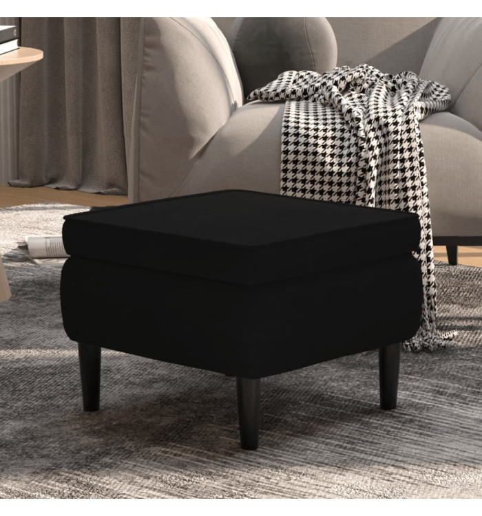 Tabouret avec pieds en bois Noir Velours | Mobilier & Déco