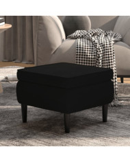 Tabouret avec pieds en bois Noir Velours | Mobilier & Déco