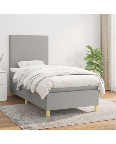 Sommier à lattes de lit avec matelas Gris clair 100x200cm Tissu | Mobilier & Déco