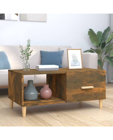 Table basse chêne fumé 89,5x50x40 cm bois d'ingénierie | Mobilier & Déco