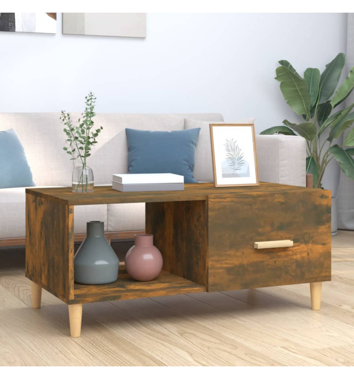 Table basse chêne fumé 89,5x50x40 cm bois d'ingénierie | Mobilier & Déco