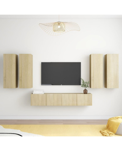 Ensemble de meuble TV 6 pcs Chêne sonoma Bois d'ingénierie | Mobilier & Déco