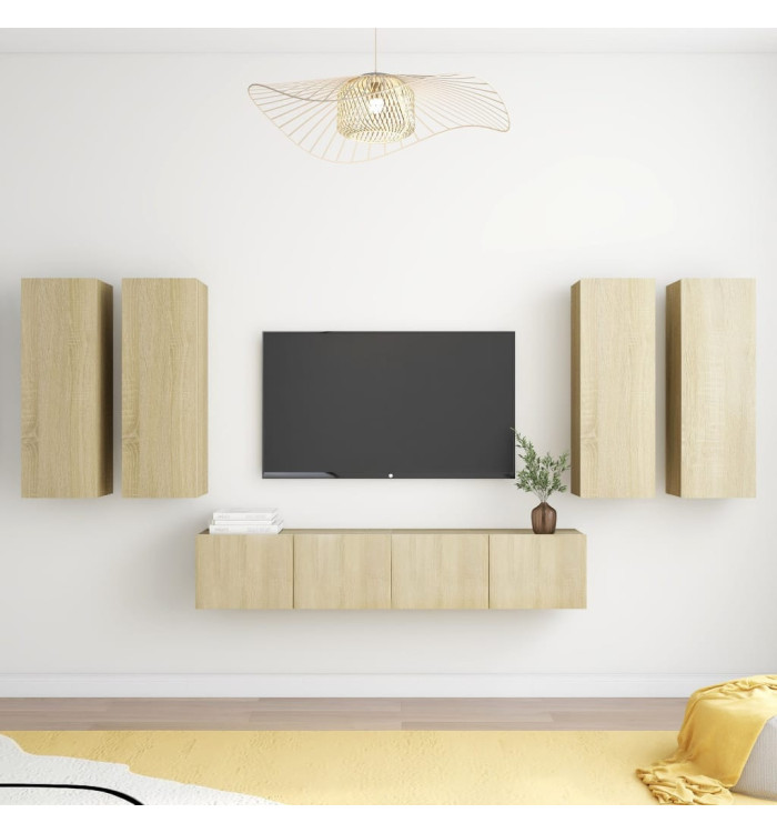 Ensemble de meuble TV 6 pcs Chêne sonoma Bois d'ingénierie | Mobilier & Déco