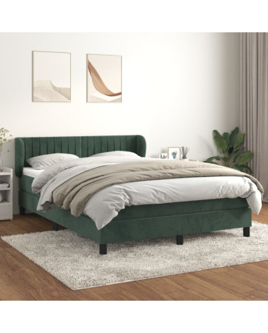 Sommier à lattes de lit et matelas Vert foncé 140x200cm Velours | Mobilier & Déco