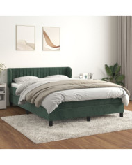 Sommier à lattes de lit et matelas Vert foncé 140x200cm Velours | Mobilier & Déco