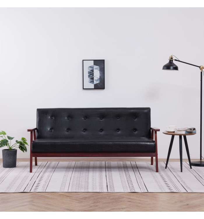 Canapé à 3 places Noir Similicuir | Mobilier & Déco