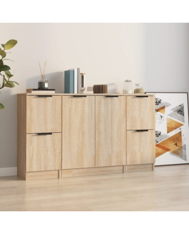 Buffets 3 pcs Chêne sonoma Bois d'ingénierie | Mobilier & Déco