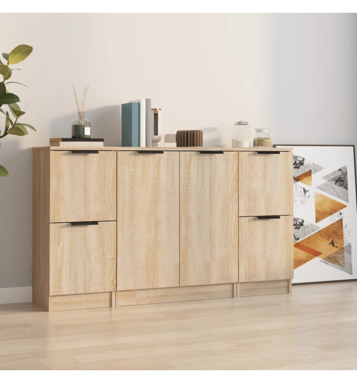 Buffets 3 pcs Chêne sonoma Bois d'ingénierie | Mobilier & Déco