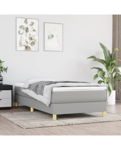 Sommier à lattes de lit avec matelas Gris clair 100x200cm Tissu | Mobilier & Déco