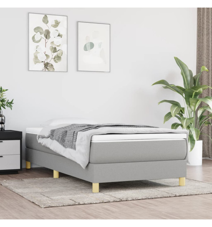 Sommier à lattes de lit avec matelas Gris clair 100x200cm Tissu | Mobilier & Déco