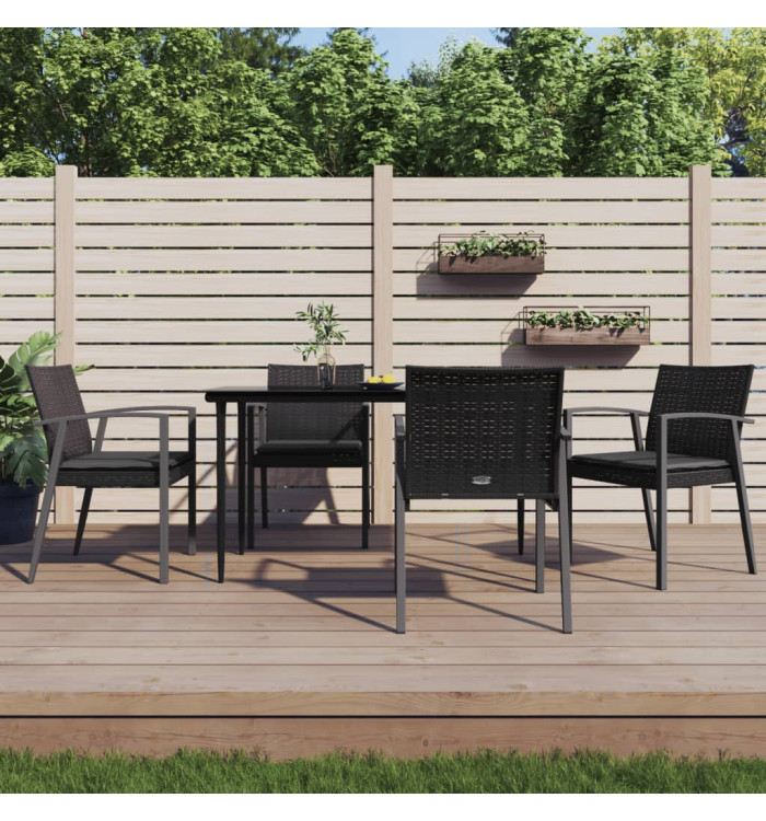 Chaises de jardin et coussins lot de 4 noir 56,5x57x83 cm rotin | Mobilier & Déco