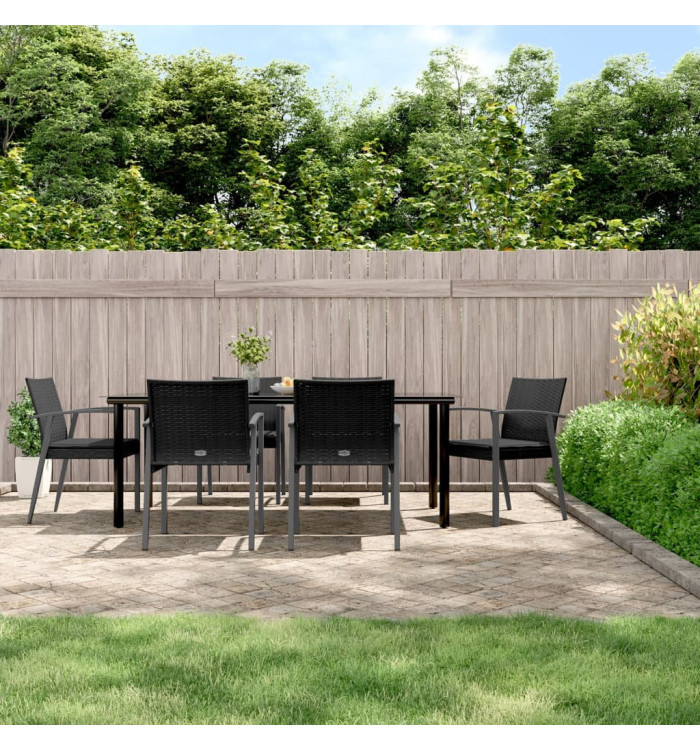Ensemble à manger de jardin 7 pcs coussins résine tressée acier | Mobilier & Déco