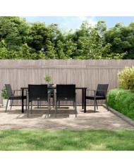 Ensemble à manger de jardin 7 pcs coussins résine tressée acier | Mobilier & Déco
