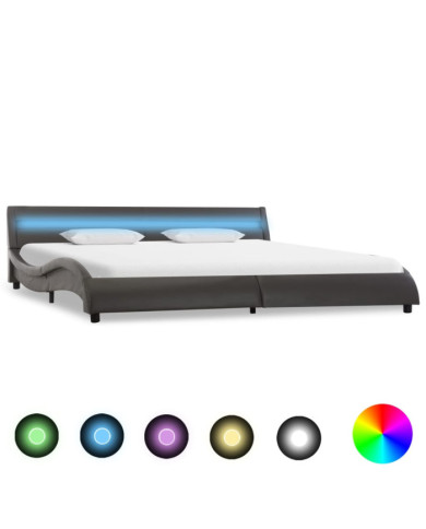 Cadre de lit avec LED Gris Similicuir 180 x 200 cm | Mobilier & Déco