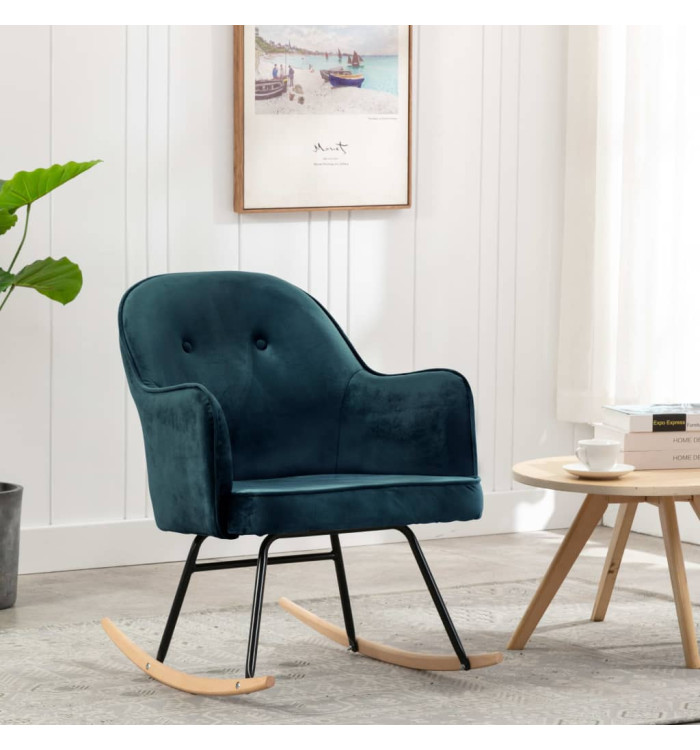 Chaise à bascule Bleu Velours | Mobilier & Déco