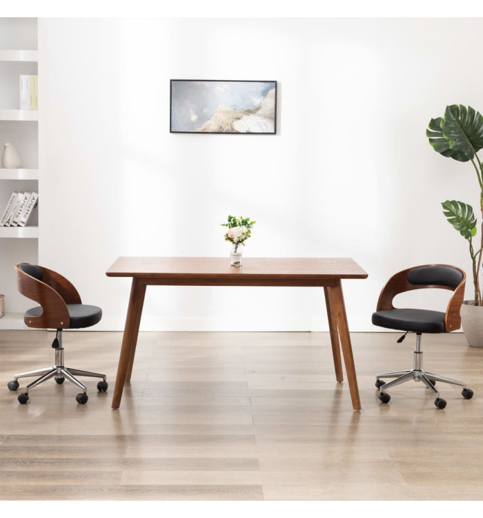 Chaises pivotantes à manger lot de 2 bois courbé et similicuir | Mobilier & Déco
