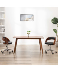 Chaises pivotantes à manger lot de 2 bois courbé et similicuir | Mobilier & Déco
