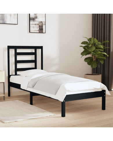 Cadre de lit sans matelas noir 75x190 cm bois massif | Mobilier & Déco