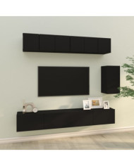 Ensemble de meubles TV 6 pcs Noir Bois d'ingénierie | Mobilier & Déco