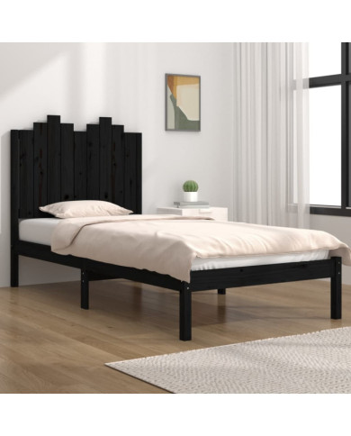 Cadre de lit sans matelas noir bois massif | Mobilier & Déco