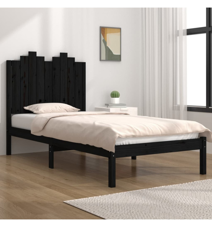 Cadre de lit sans matelas noir bois massif | Mobilier & Déco