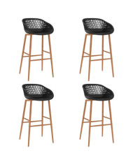 Chaises de bar lot de 4 noir | Mobilier & Déco