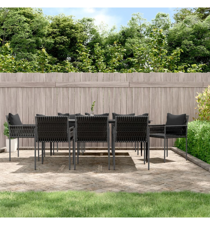 Ensemble à manger de jardin 9 pcs coussins résine tressée acier | Mobilier & Déco