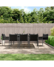 Ensemble à manger de jardin 9 pcs coussins résine tressée acier | Mobilier & Déco
