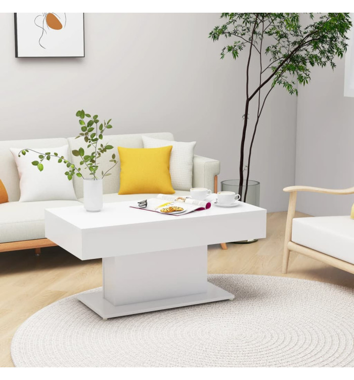 Table basse blanc 96x50x45 cm bois d'ingénierie | Mobilier & Déco