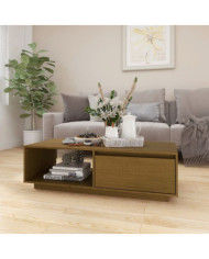 Table basse marron miel 110x50x33,5 cm bois de pin massif | Mobilier & Déco