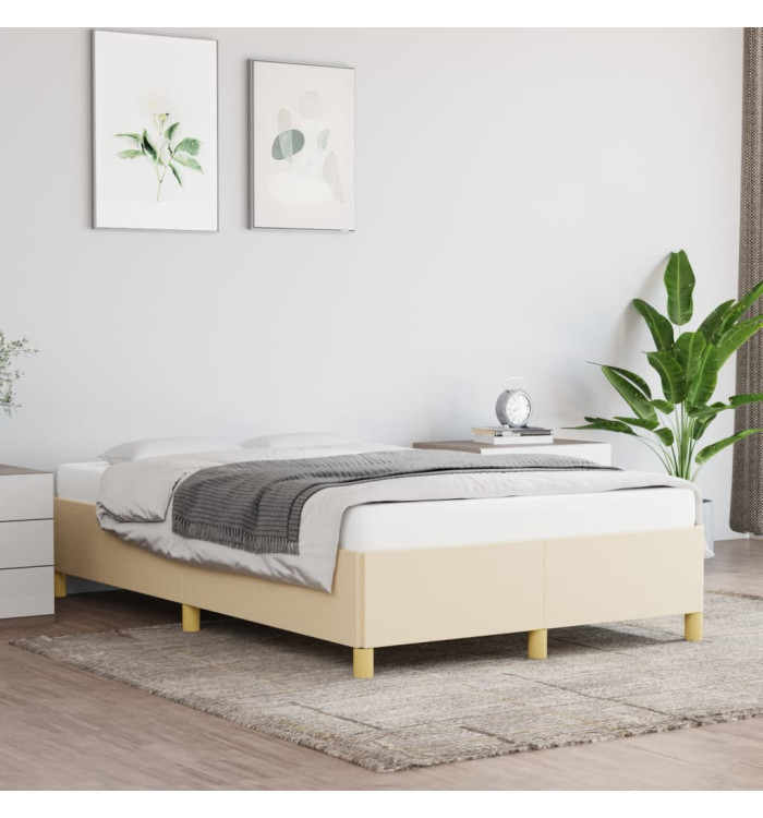 Cadre de lit sans matelas crème 120x200 cm tissu | Mobilier & Déco