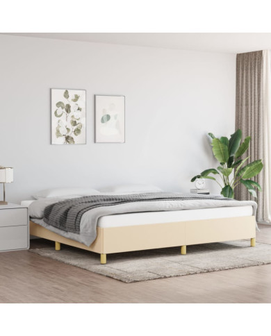 Cadre de lit sans matelas crème 200x200 cm tissu | Mobilier & Déco