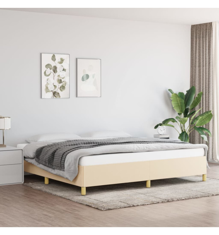Cadre de lit sans matelas crème 200x200 cm tissu | Mobilier & Déco