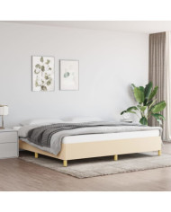 Cadre de lit sans matelas crème 200x200 cm tissu | Mobilier & Déco