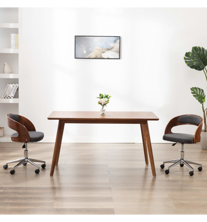 Chaise pivotante de bureau Gris Bois courbé et tissu | Mobilier & Déco