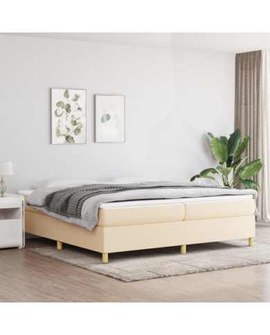 Sommier à lattes de lit avec matelas Crème 200x200 cm Tissu | Mobilier & Déco