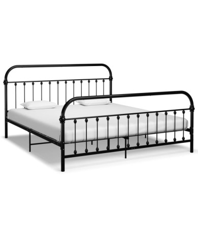 Cadre de lit sans matelas avec tête de lit noir 180x200 cm | Mobilier & Déco