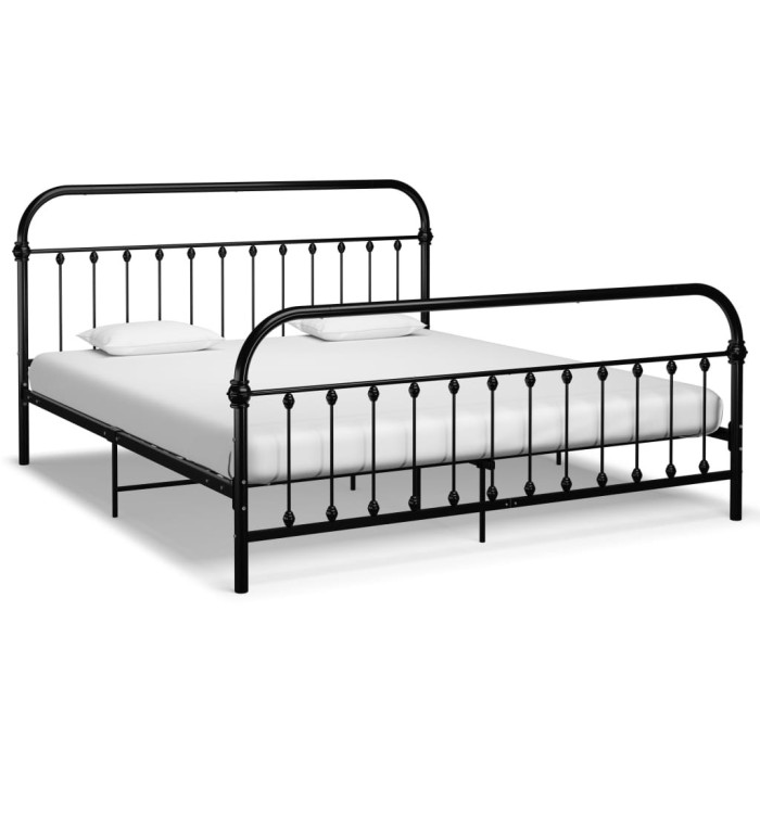 Cadre de lit sans matelas avec tête de lit noir 180x200 cm | Mobilier & Déco