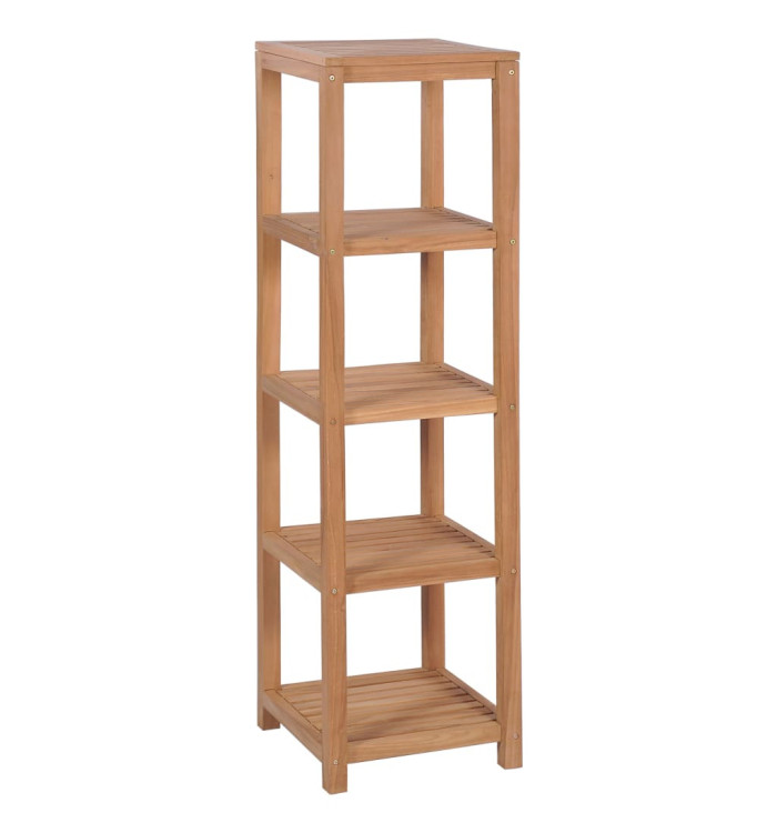 Support de rangement de bain 4 niveaux teck massif 42x42x165 cm | Mobilier & Déco