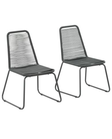 Chaises d'extérieur lot de 2 Résine tressée Noir | Mobilier & Déco