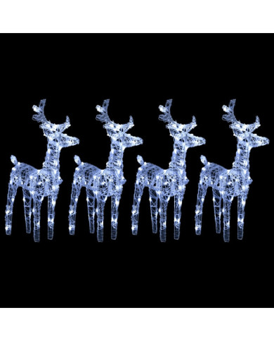 Rennes de Noël 4 pcs 160 LED Blanc froid Acrylique | Mobilier & Déco